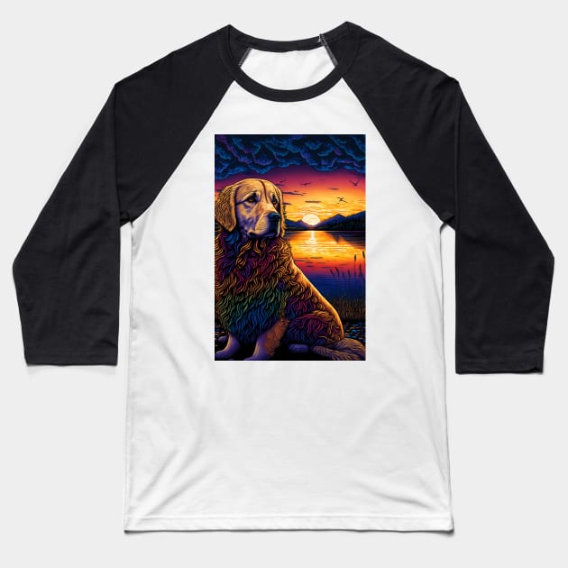Furry Friend in Sunset Baseball T-Shirt by GozuDesigns